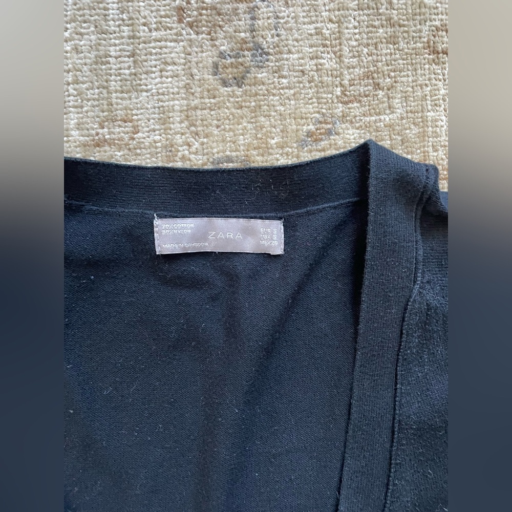 Zara Elegant Black Long Cardigan - Picture 4 of 8
